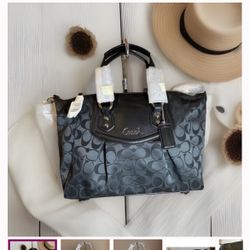 NWT COACH Ashley Signature Sateen Black Shoulder Bag w/ Crossbody Strap F19242 (NEW)