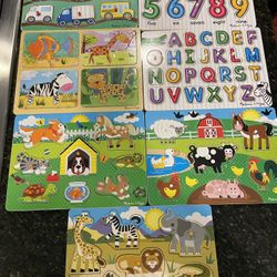 Melissa & Doug Wooden Puzzles Lot of 8: Farm Animals, Alphabet, Vehicles + More!