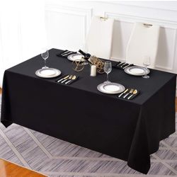 90” x 132” Rectangle Polyester Table Cloth In black;5Packs—Tablecloth Table Cover Party Wedding Linen