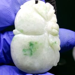 Burmese type A icy jade Jadeite pendant Lucky Gourd.