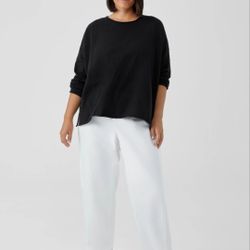 NWT $178 Eileen Fisher White Cotton Hemp Large Lantern Cargo Elastic Waist Pants