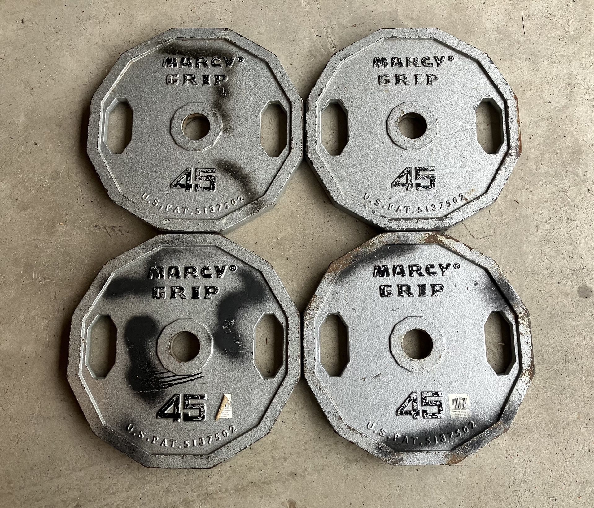 4x 45lbs Olympic 2” weight plates for Barbell bar weights plate 45 lb lbs 45lb 180lb Total