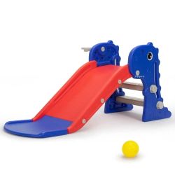 3-in-1 Toddler Slide with Basketball Hoop – Red/Blue, Fully Assembled