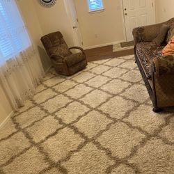 10x15 Ivory and Biege Shag Area Rug with smaller matching 3x5  Accent Rug 