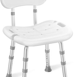 HOMLAND Shower Chair for Inside Shower with Removable Back, 350 lbs Adjustable Height, Non-Slip Heavy Duty Bath Chair for Bathtub, Shower Seat for Eld