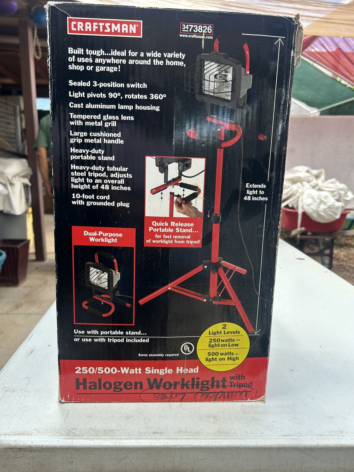 Craftsman Halogen Work Light With Tripod Brand New