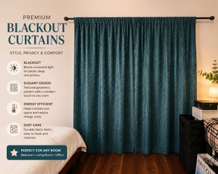 Teal Blackout Curtains – Modern Geometric Pattern Panels