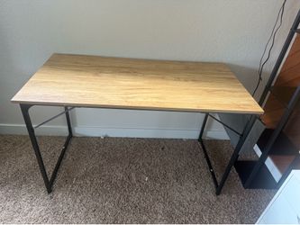 Modern Wood & Black Metal Computer Desk / Writing Desk