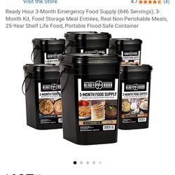 Ready Hour 3-Month Emergency Food Supply (846 Servings), 3-Month Kit, Food Storage Meal Entrées, Real Non-Perishable Meals, 25-Year Shelf Life