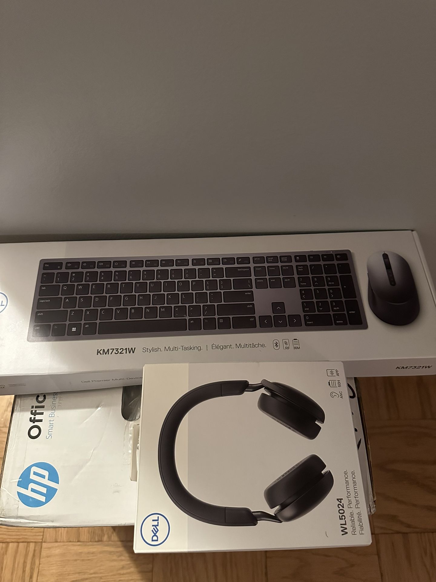 Dell Keyboard Mouse Combo, Dell Headset And HP All In One Printer