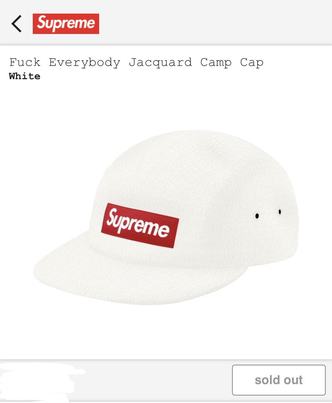 Supreme Fuck Everybody jacquard camp cap for Sale in Brooklyn, NY