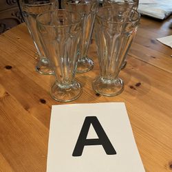 Set Of 5 Vintage Soda Fountain Glasses 7 1/2”