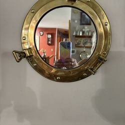 11” BRASS PORTHOLE MIRROR NAUTICAL DECOR