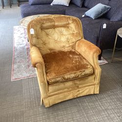 Vintage Gold Button Tufted Arm Chair (AS IS)