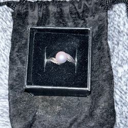 Silver Pink Pearl Ring