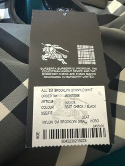 Small Burberry Beat Check Nylon Brooklyn Hobo Bag