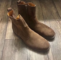 Allen Edmonds Men's Discovery Moto Boots Sz 9.5 Suede Side Zip Brown