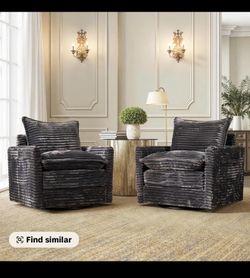 XIZZI Oversized 33" Rocking Lounge Chair - 360 Swivel Living Room Furniture, Thick Cushions, Side P