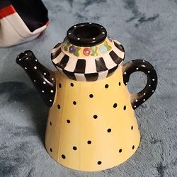 VTG 2000 MARY ENGLEBREIT- Yellow And Black Candle Holder