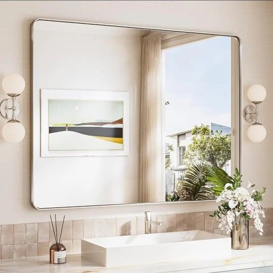 48 x 36 Brushed Silver Mirror