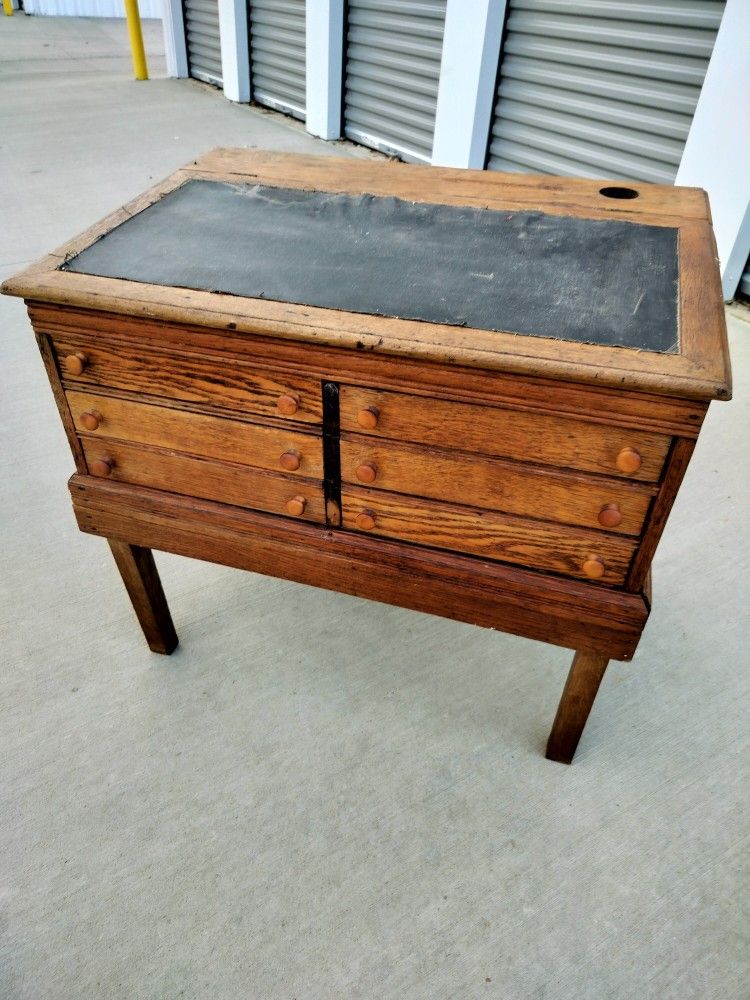 Vintage Antique Wooden Six Drawer Spool Cabinet 