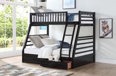 Twin/Full Size Espresso Bunk Bed w Storage