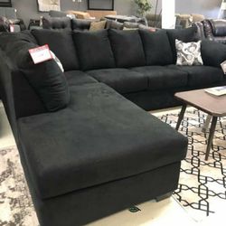 🦋Showroom,Fast Delivery, Finance,Web🦋L Shape 2pc Sectional Sofa Black Comfortable Couch 