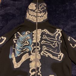 Travis Scott Cactus Jack For Fragment Skeleton Graffiti Full Zip Hoodie