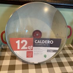 New Large12 Qt. Double Nonstick  Cooking Pot,  Tempered Glass Lid, Has Knob And Large Side Handles, Commercial Grade, 15 Inches By 5 Inches Deep 