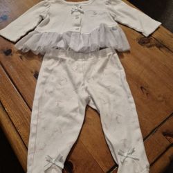 3 Mos Ann Geddes Babygirl Vintage White Outfit Pink Heart Silver Sparkle
