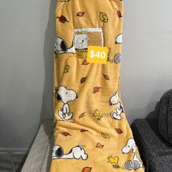 Peanuts Snoopy Woodstock Fall Autumn Full Queen Super Soft Blanket