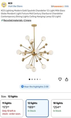 KCO Lighting Modern Gold Sputnik Chandelier 12-Light Milk Glass Globe Pendant Light Fixture Mid Century Starburst Chandelier Contemporary Dining Light
