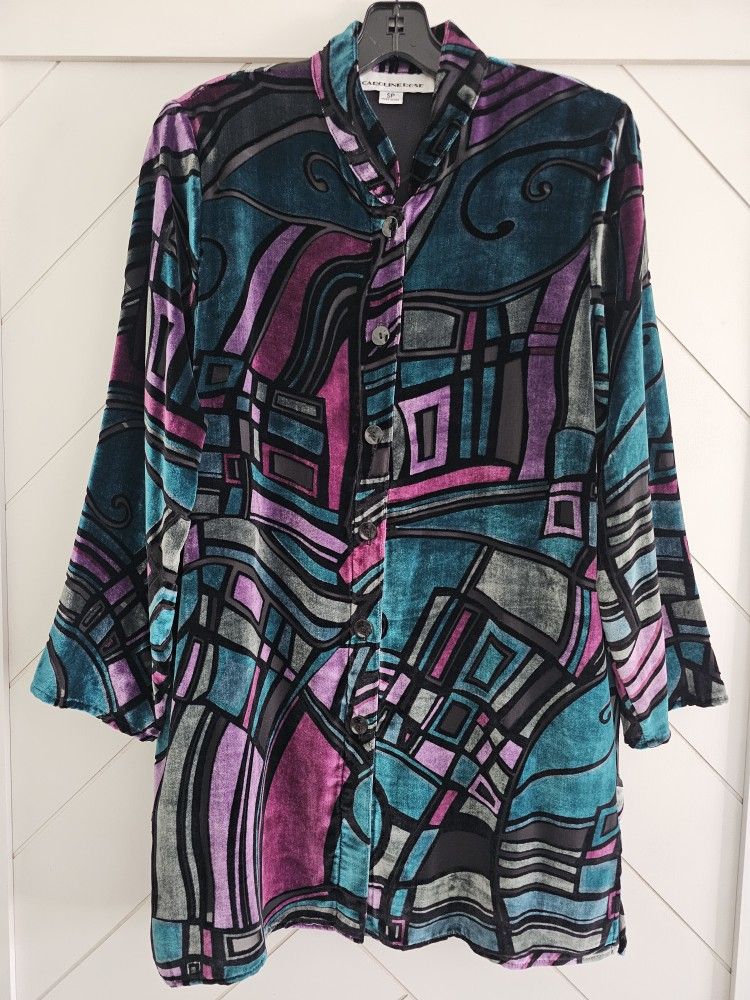 Caroline Rose Velvet Mystic Devore Blouse
