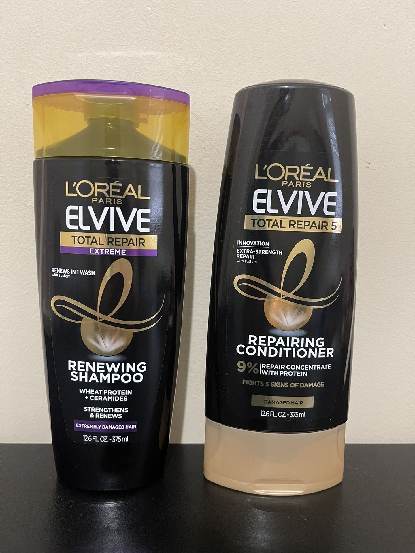 1 Set L'Oreal Paris Elvive Total Repair 5 Shampoo & Conditioner 12.6 oz each