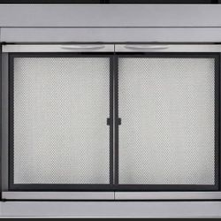 Brand New PLEASANT HEARTH SILVER Medium Tempered GLASS FIREPLACE DOORS & SCREENS $599 NEW BNIB 