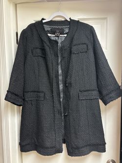 Luii Black Tweed Collarless Jacket 🧥 XL