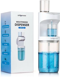 ZOFGENOW Automatic Mouthwash Dispenser, 10/20/30 mL Presets, White Remembers your selected volume. Position the magnetic cup to dispense automatically