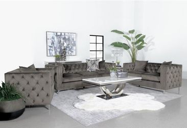 Phoebe - 3 Piece Living Room Set (Sofa, Loveseat and Chair) - Dark Gray