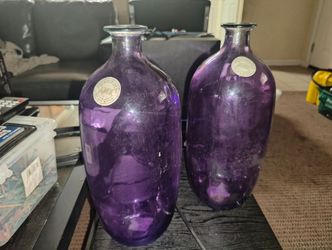 Purple Recycled Glass Vases Set of 2