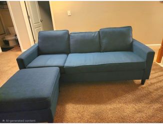 Modern Blue Reversible Sectional Sofa (Like New)