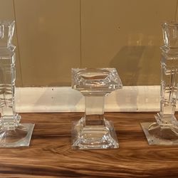 Three Glass Candle Holders 