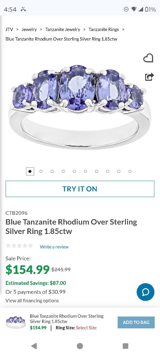 Blue Tanzanite Ring