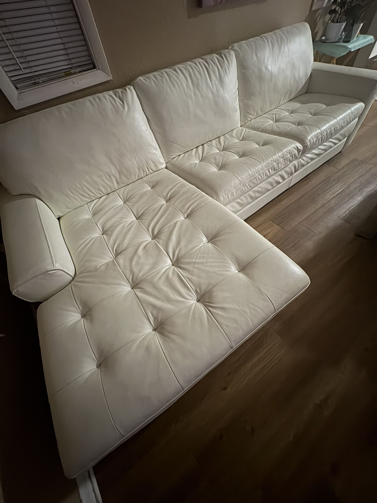 White Leather Couches Had Them For 1 Year Barely Use Them I'm Always Out Of Town Working