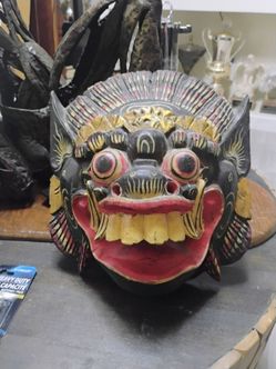 Balinese hand carved wooden Barong Mask