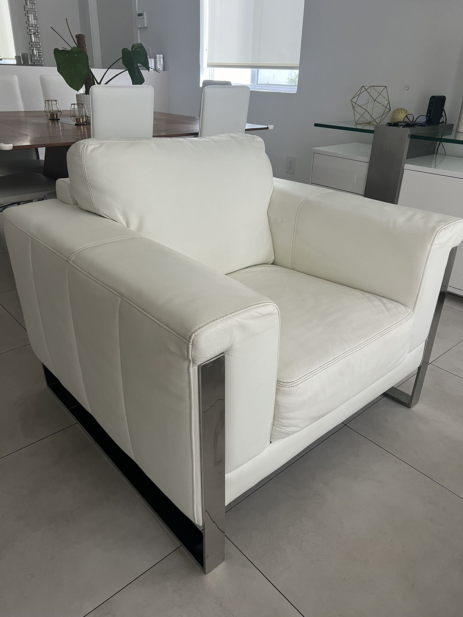 Leather Sofa + Ottoman + Chair 