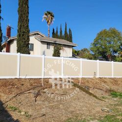White & Tan Vinyl Fence