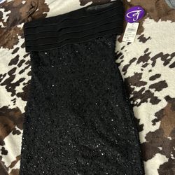 Black Glitter Rhinestone Windsor Dress