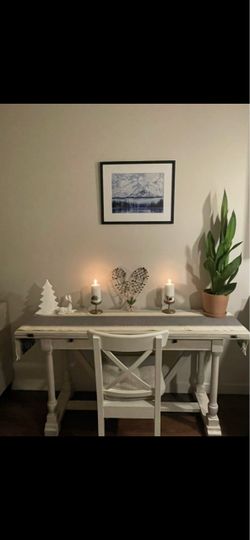 Farmhouse Drop Leaf Trestle Console to Dining Table