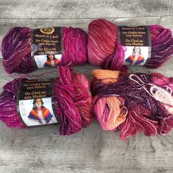 Lot of 4 Lion Brand Shawl in A Ball Yarn Skeins