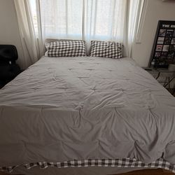 King size bed, mattress, box spring and frame